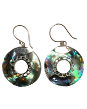 Load image into Gallery viewer, Sterling Silver Abalone Earrings Donut shape