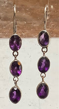 Load image into Gallery viewer, Earrings Sterling triple Amethyst