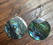 Load image into Gallery viewer, Earrings Sterling Silver Round Abalone Shell 2.5 cm