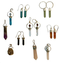 Load image into Gallery viewer, Earrings Sterling Silver Clear Crystal Point with stone