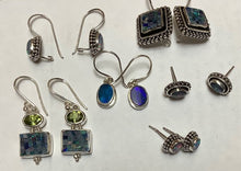 Load image into Gallery viewer, Earrings Sterling Silver Rectangular Opal