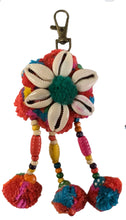 Load image into Gallery viewer, Keyring Colourful Shell Design with Pom-poms