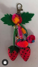 Load image into Gallery viewer, Keyring Strawberry with Pom-poms
