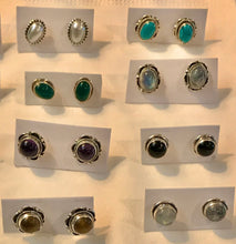 Load image into Gallery viewer, Sterling Silver Green Onyx Studs