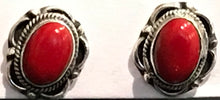Load image into Gallery viewer, Sterling Silver Red Coral Studs