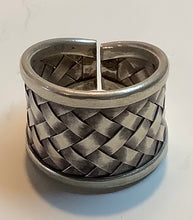 Load image into Gallery viewer, Tribal Silver Ring Plaited 15mm wide