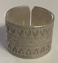 Load image into Gallery viewer, Tribal Silver Ring Geometric 10mm wide