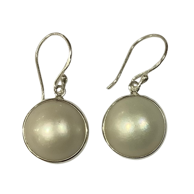 Earrings Sterling Silver Round Pearl