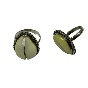 Ring Sterling Silver Cowrie Shell with decorative surround