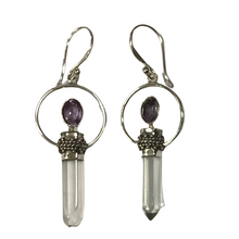 Load image into Gallery viewer, Earrings Sterling Silver Clear Crystal Point with stone
