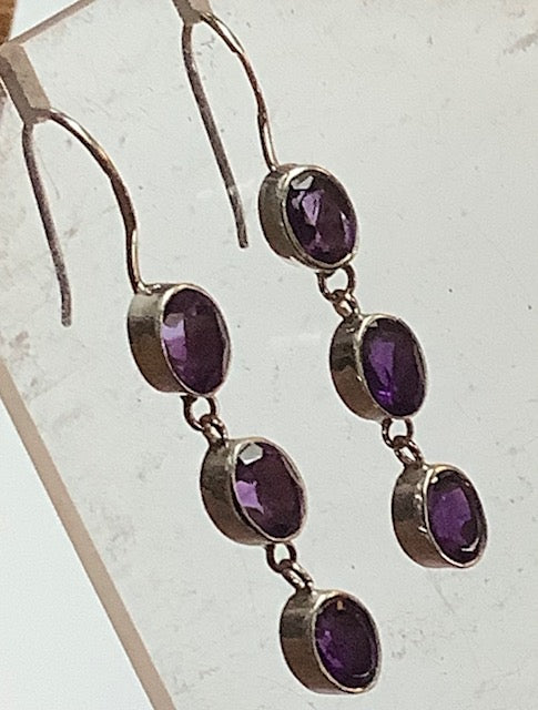 Earrings Sterling triple Amethyst