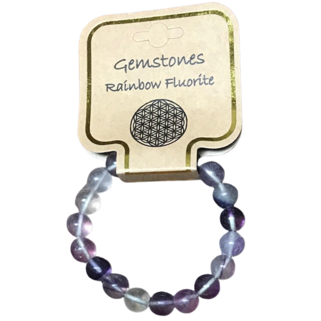 Gemstone Bracelet 10mm rainbow fluorite