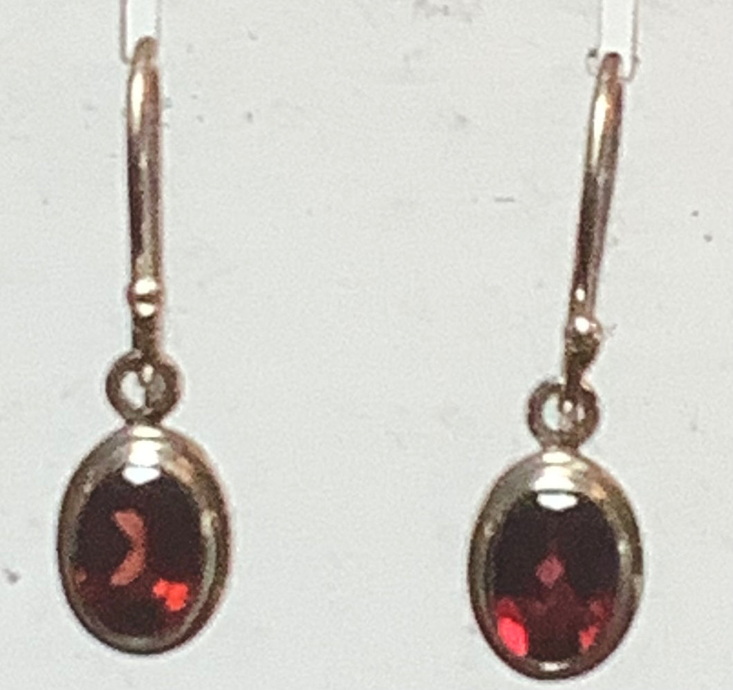 Earrings Sterling Oval Garnet