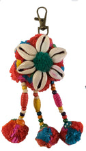 Load image into Gallery viewer, Keyring  Colourful Shell Design with Pom-poms
