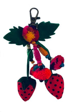 Load image into Gallery viewer, Keyring Strawberry with Pom-poms
