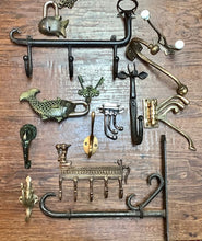 Load image into Gallery viewer, Brass Hook with 2 ceramic knobs
