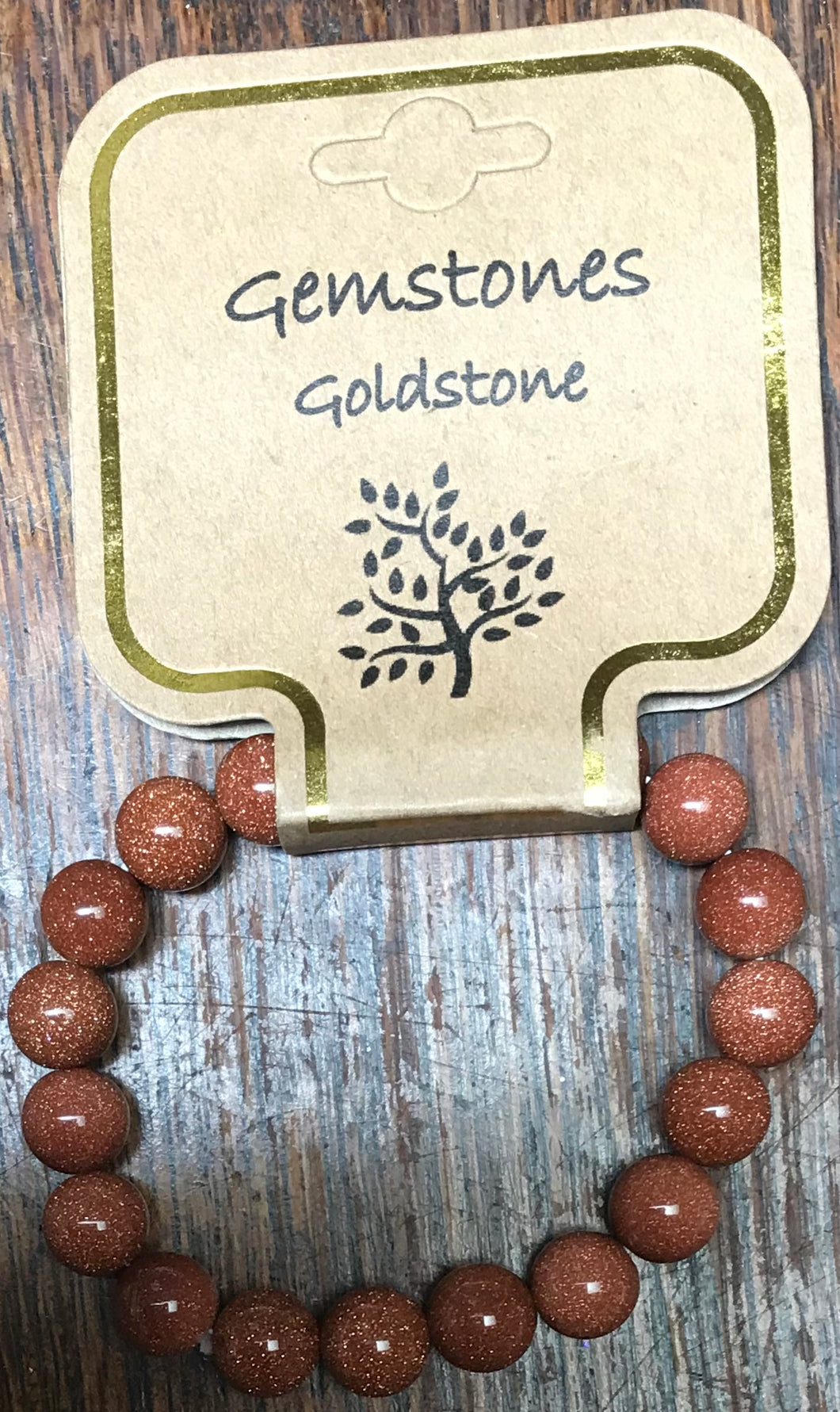 Gemstone Bracelet 10 mm round Gold Stone