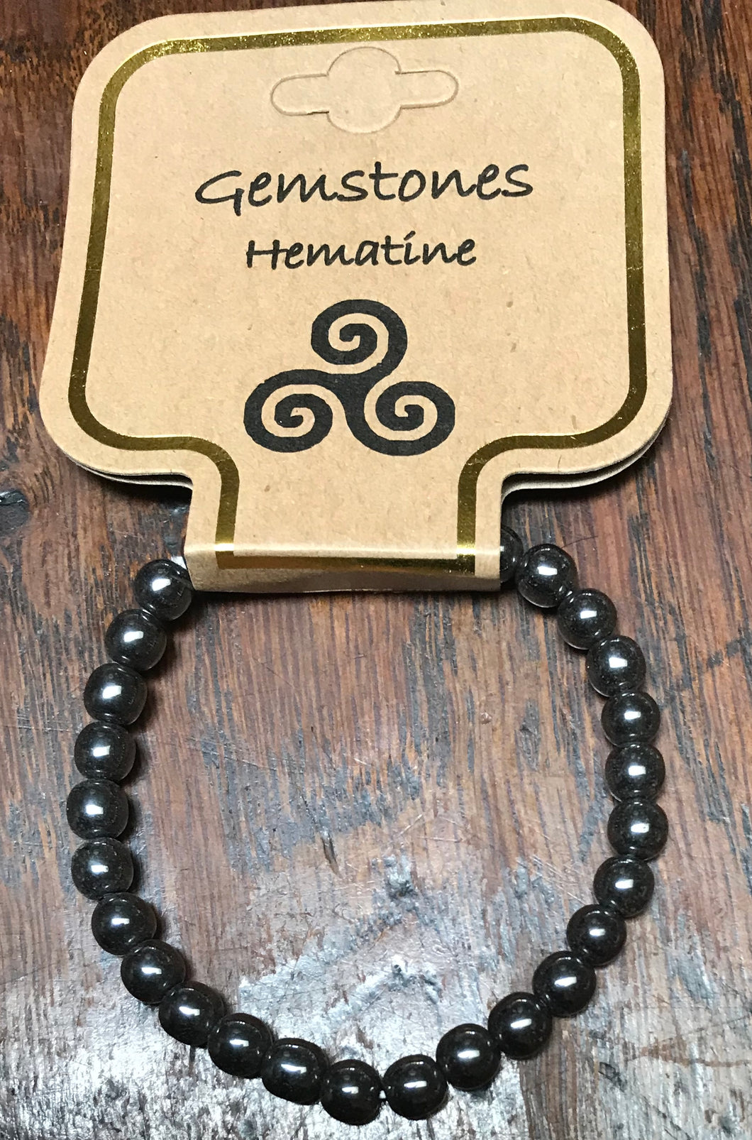 Gemstone Bracelet 6 mm round Hematite