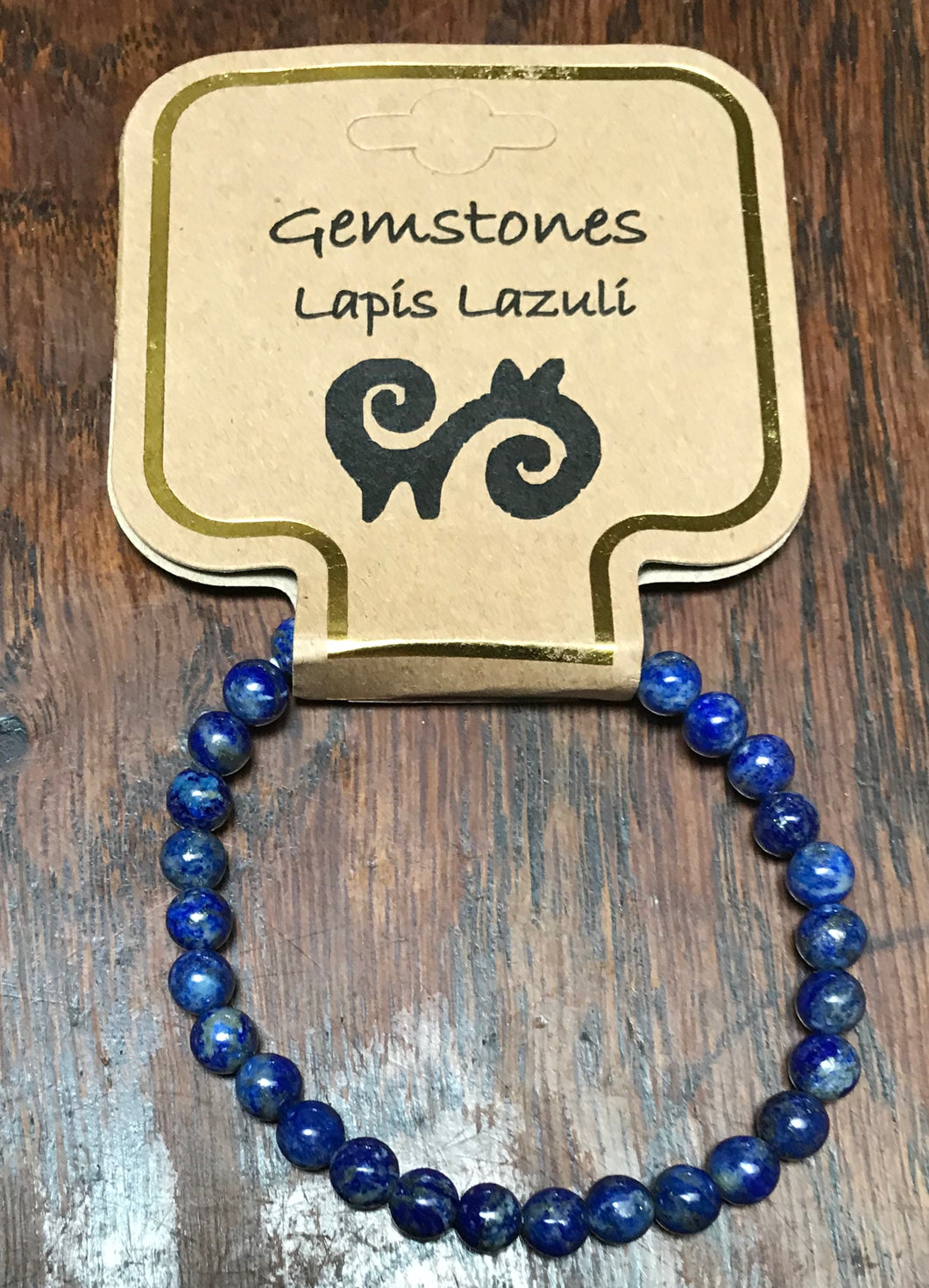 Gemstone Bracelet 6mm round Lapis Lazuli