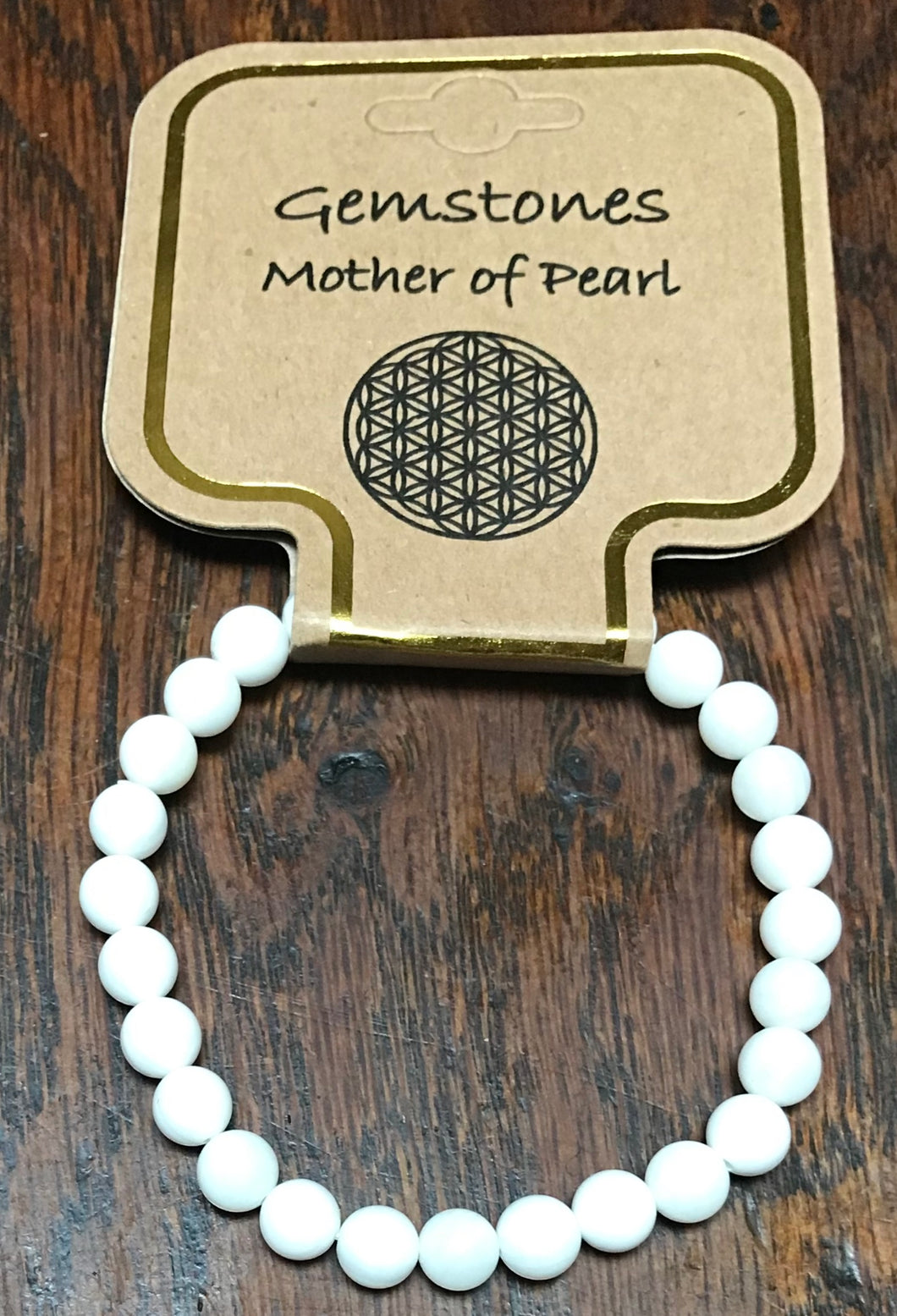 Gemstone Bracelet 6mm round mother of pearl