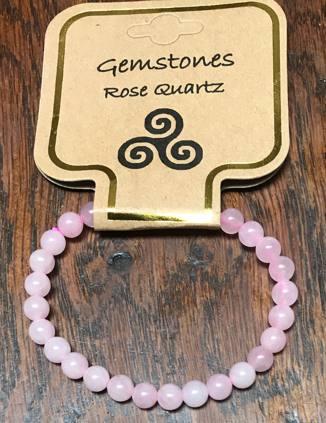 Gemstone Bracelet 6mm round rose quartz