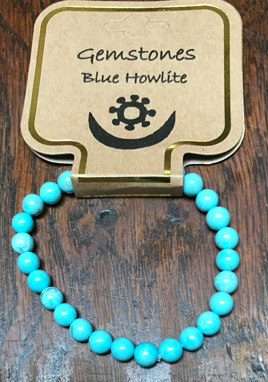 Gemstone Bracelet 6mm Turquoise or Blue Agate