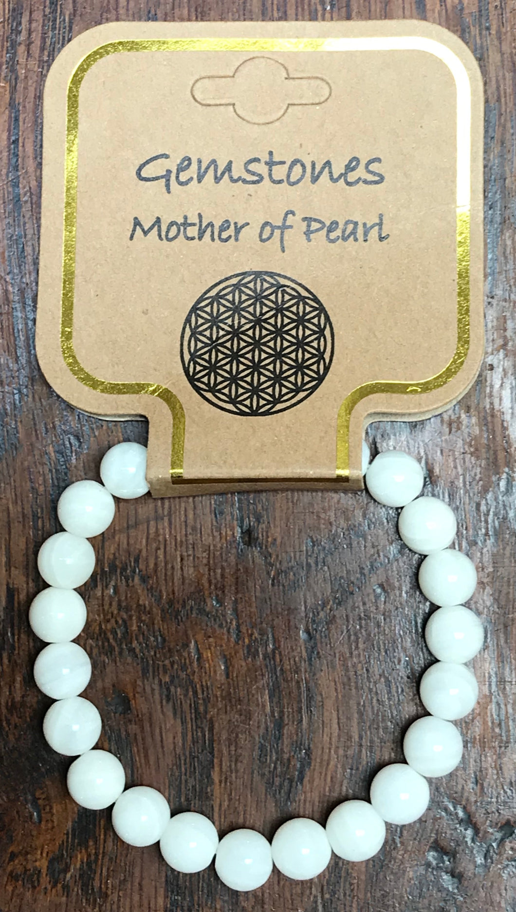 Gemstone Bracelet 8mm round mother of pearl