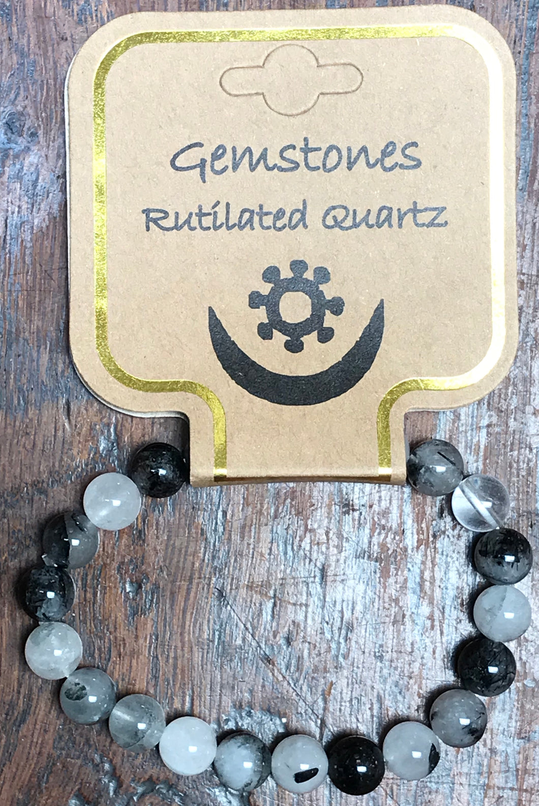 Gemstone Bracelet 8mm round Rutilated Quartz