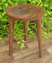 Load image into Gallery viewer, Round Side Table Yin Yang with Tree 30cm diameter
