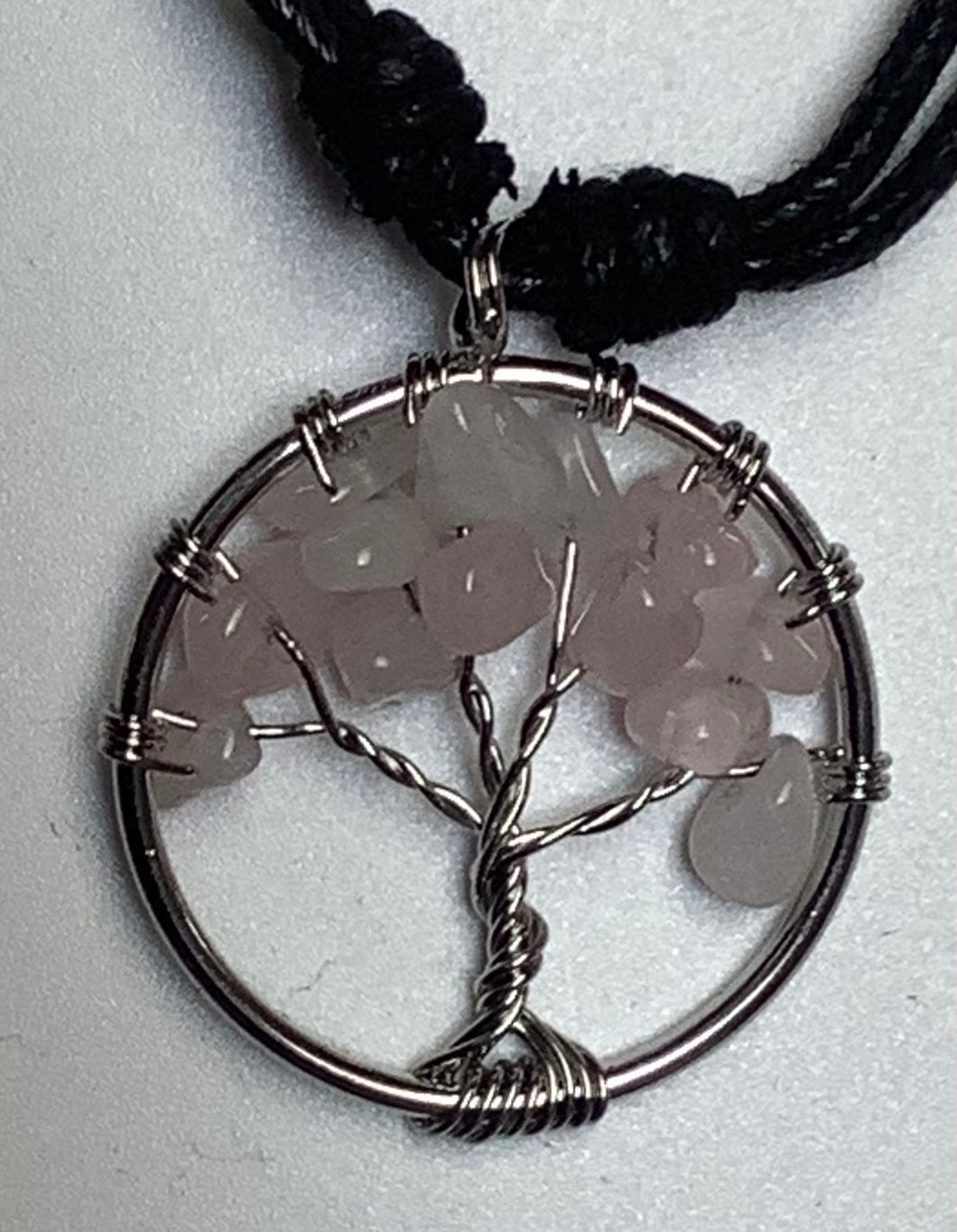 Gemstone Tree of Life Necklace Rose Quartz
