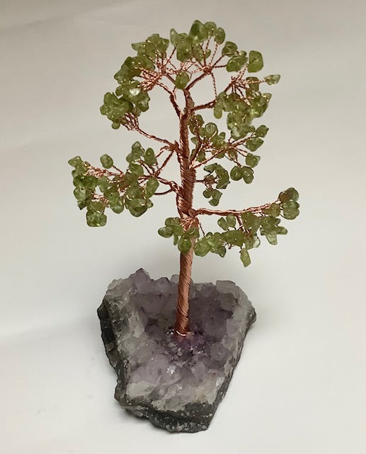 Tree Peridot on base of amethyst 18cm high
