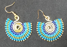 Load image into Gallery viewer, Earrings Brass Cotton Fan assorted colours
