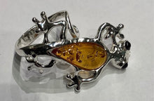Load image into Gallery viewer, Ring with Amber Lizard in Sterling Silver
