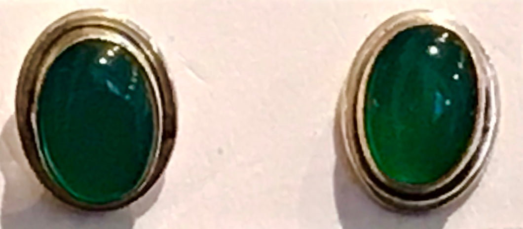 Sterling Silver Green Onyx Studs
