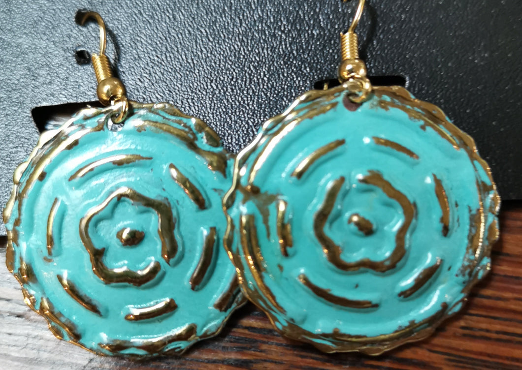 Earrings African Ndebele Style Turquoise Round E1204T