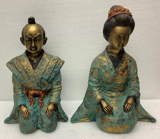 Brass Japanese Couple 22cm