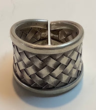 Load image into Gallery viewer, Tribal Silver Ring Plaited 15mm wide
