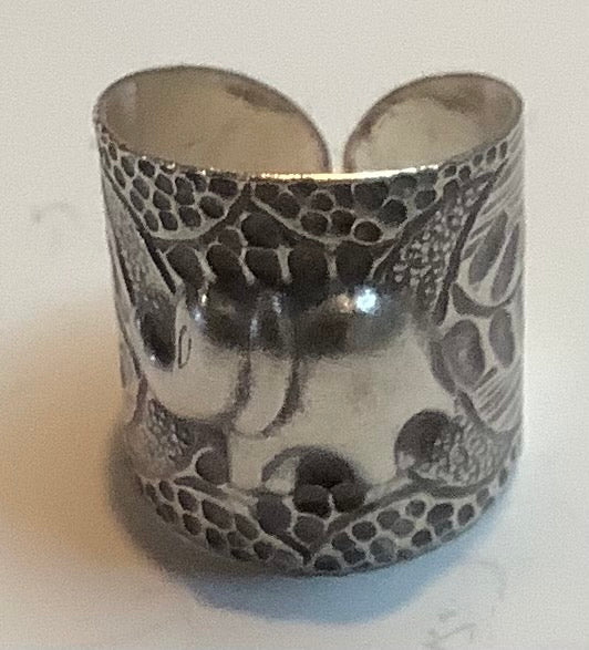 Tribal Silver Ring Elephant 20 mm wide
