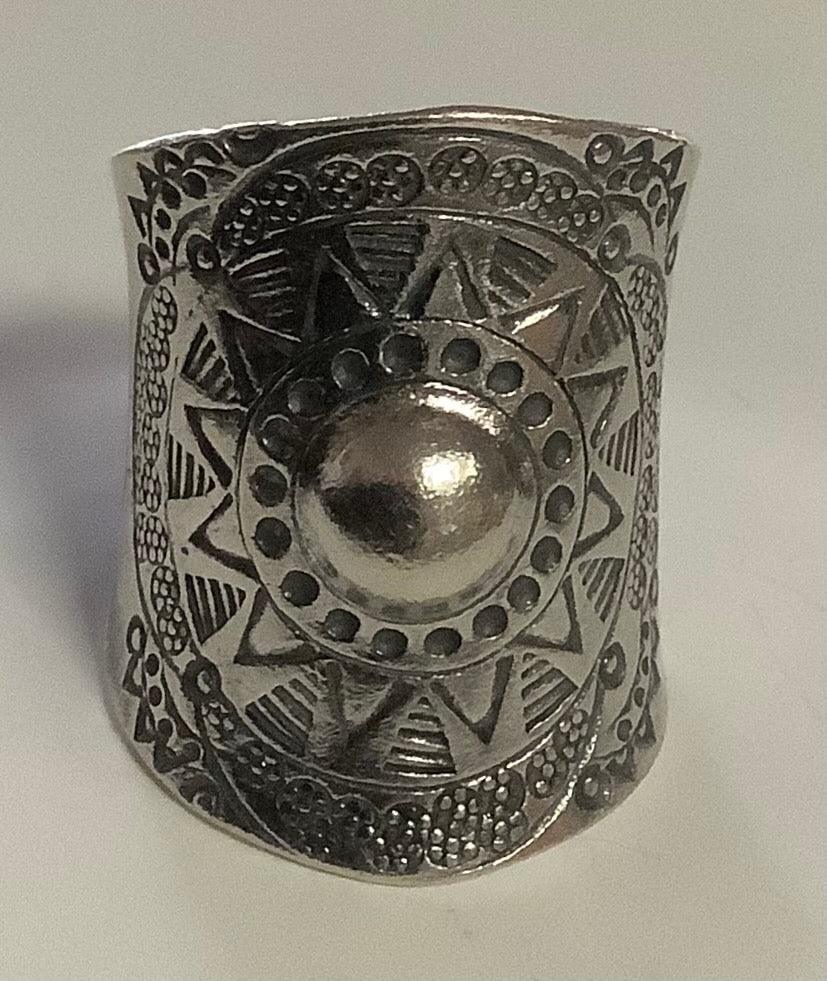 Tribal Silver Ring Sun 30 mm wide