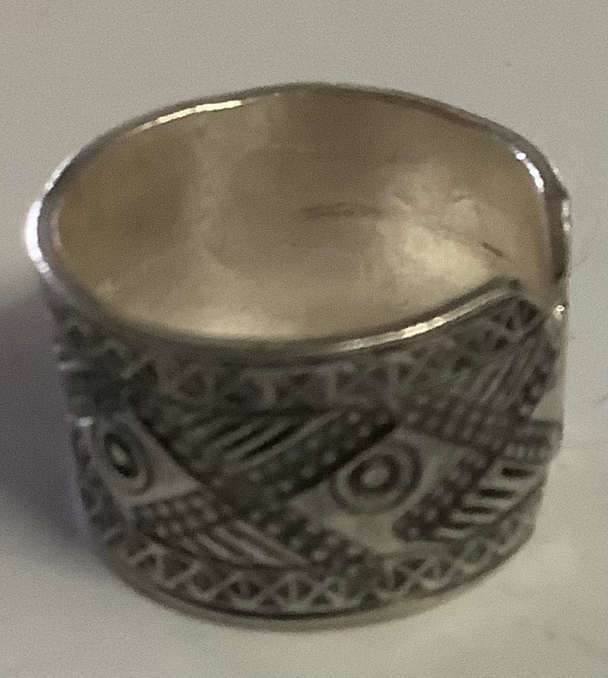 Tribal Silver Ring Square Eye 10 mm wide