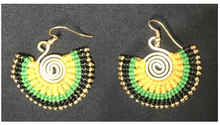 Load image into Gallery viewer, Earrings Brass Cotton Fan assorted colours
