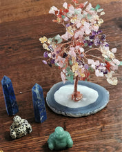 Load image into Gallery viewer, Tree mixed stones  on base of agate base 18cm high
